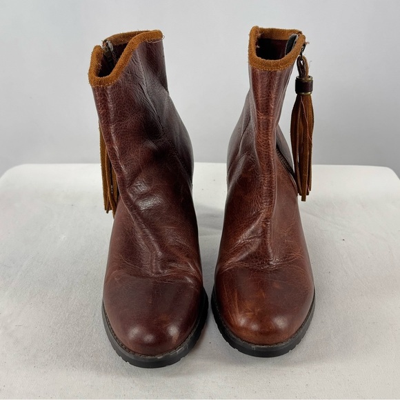 Lauren Ralph Lauren Carah Leather Tassel Ankle Booties in Brown Size 8 - Picture 3 of 6